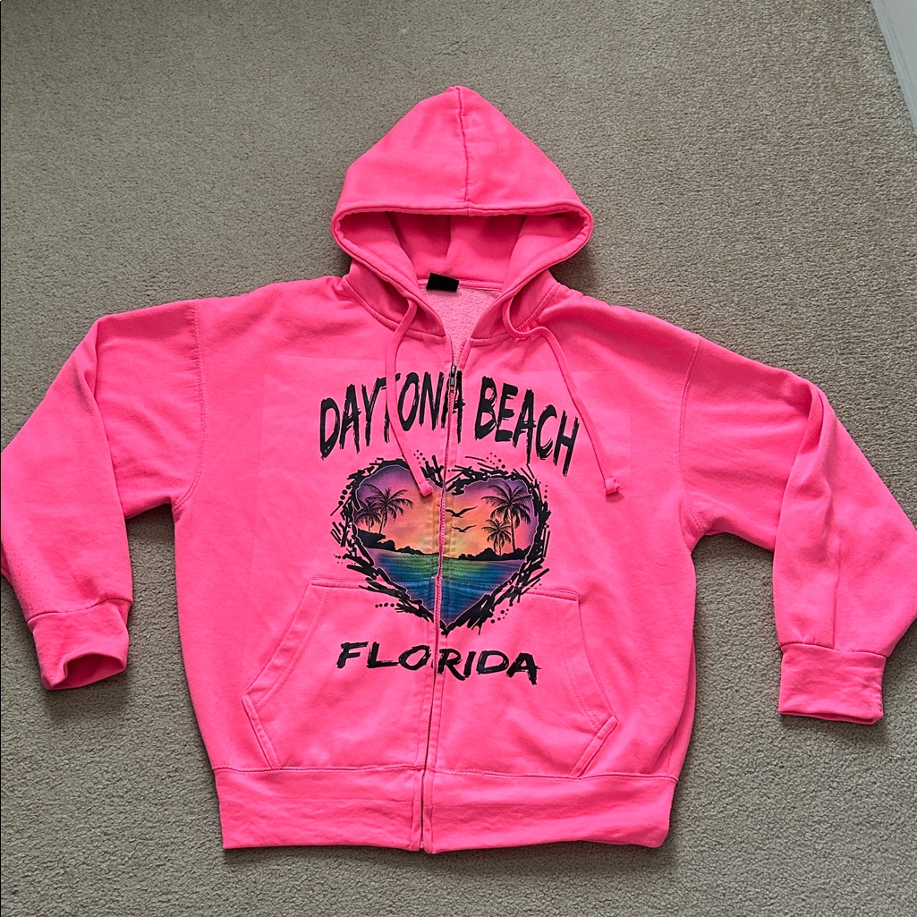 Daytona Beach Florida Bright Pink Hoodie